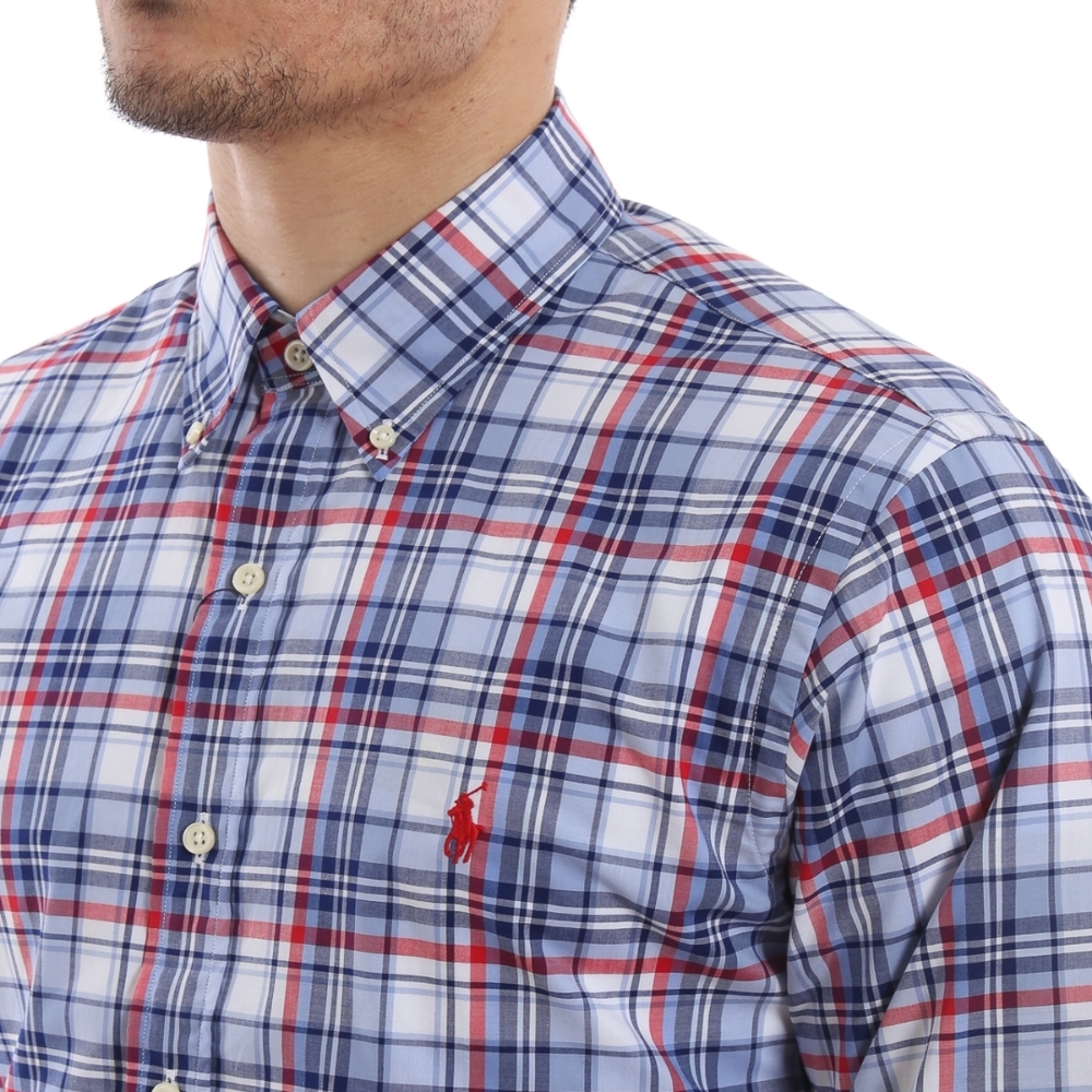 Ralph Lauren Casual Blue and Red Plaid Shirt